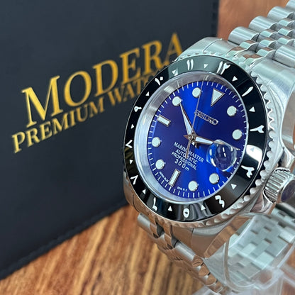 Seikomariner | Smurf (Black Arabian Bezel)